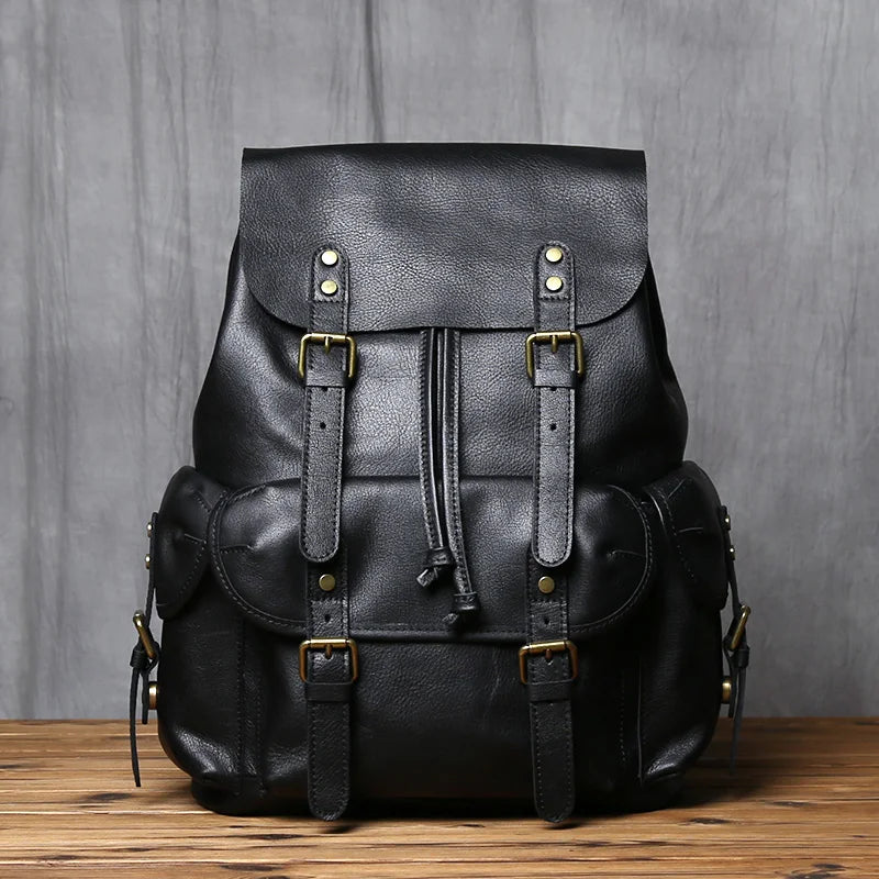 Sac à dos cuir homme "LEATHER BLACK"