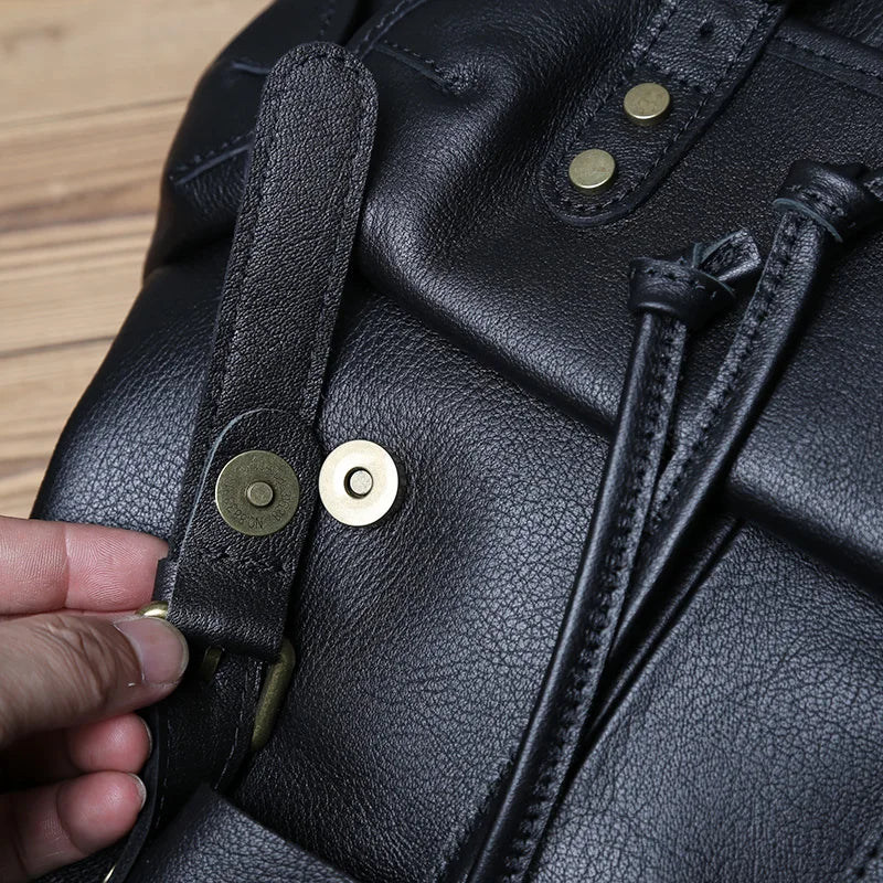 Sac à dos cuir homme "LEATHER BLACK"