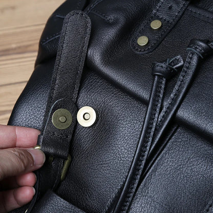 Sac à dos cuir homme "LEATHER BLACK"