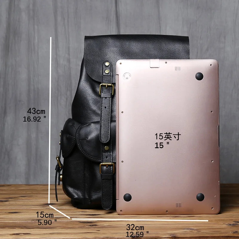 Sac à dos cuir homme "LEATHER BLACK"