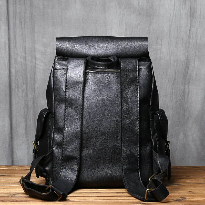 Sac à dos cuir homme "LEATHER BLACK"